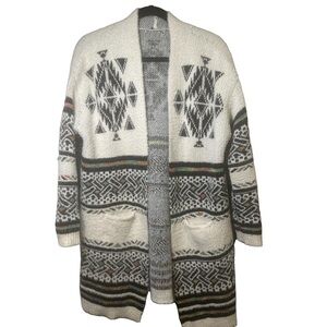 MY MICHELLE Southwestern Knit Fuzzy Cardigan Women's Large Nylon Acrylic Blend